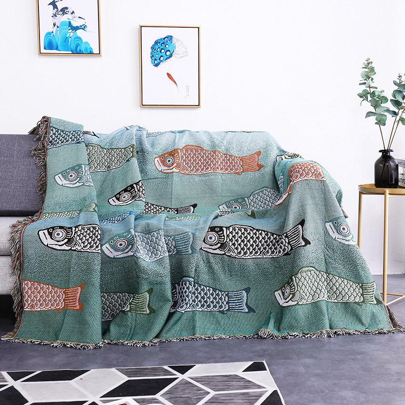 Boho Throw Blanket Fringe - Tekstylne miasto Ins nowoczesne proste Koi