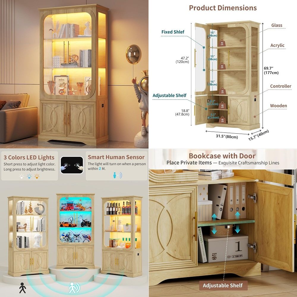 Storage & Organization - Witryna z szklanymi drzwiami i półką