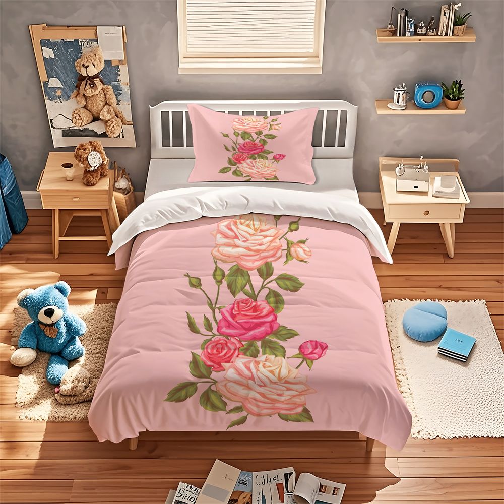 Miękki Różowy Zestaw Pościeli  – Aesthetic Floral Duvet Cover recenzja i cena