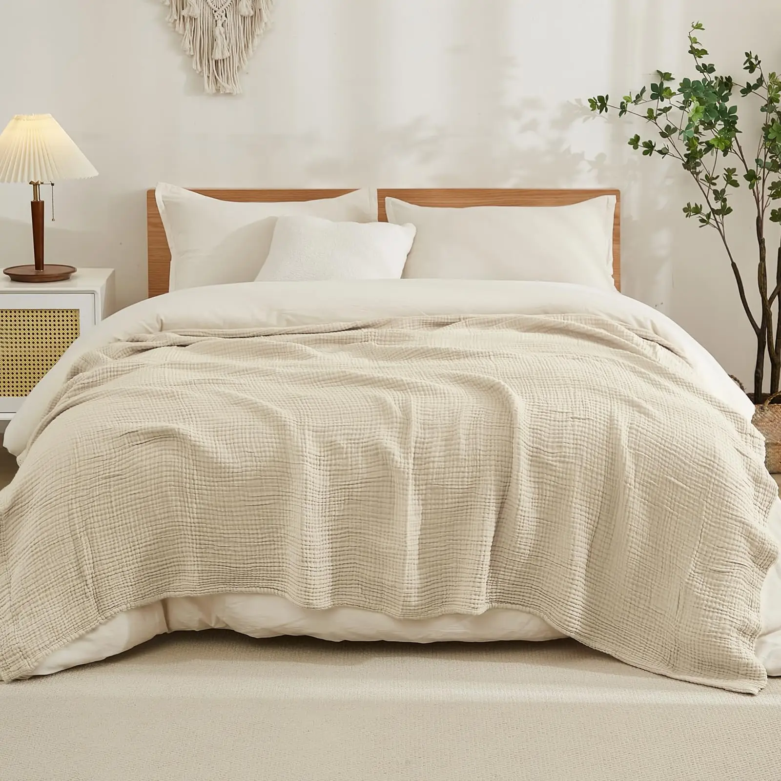 Koc ze 100% bawełny na łóżko,  – Muslin Cotton Bedspread recenzja i cena