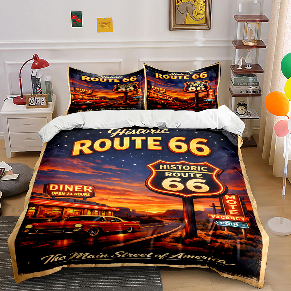 Nostalgiczna noc na Route 66 - – Duvet Cover Sets With Zipper recenzja i cena