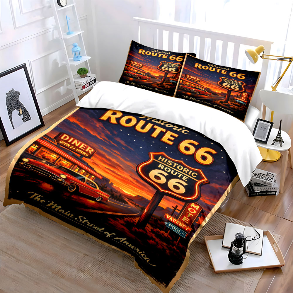 Nostalgiczna noc na Route 66 - – Duvet Cover Sets With Zipper recenzja i cena
