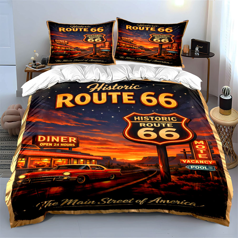 Nostalgiczna noc na Route 66 - – Duvet Cover Sets With Zipper recenzja i cena