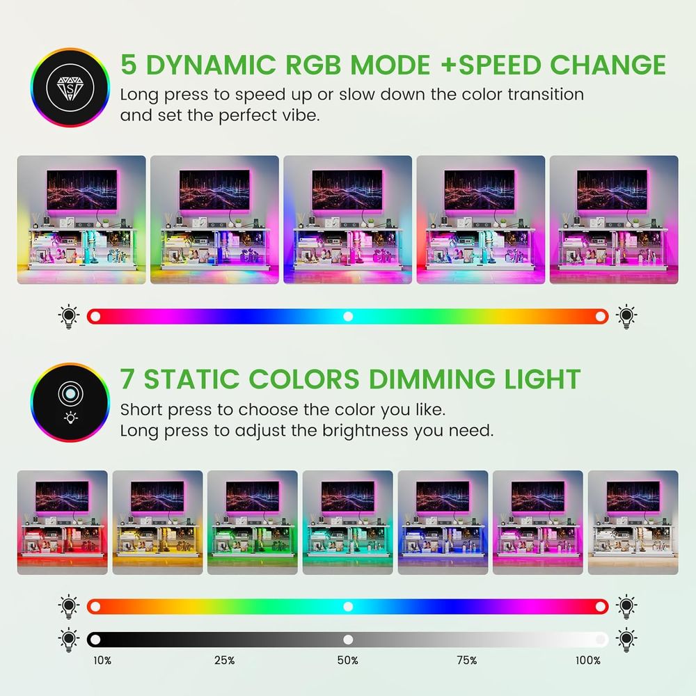 Szklane szafki RTV 71 cali ze  – Lighting recenzja i cena